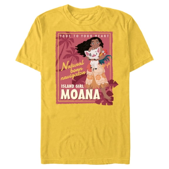 Disney Moana Retro True to Your Heart Navigator Island Girl - Short Sleeve Blended T-Shirt for Adults - Customized-Yellow