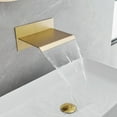 thumbnail image 5 of Widespread Waterfall Single Handle Wall Mounted Bathroom Faucet in Brushed Gold, 5 of 14