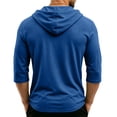 thumbnail image 4 of Vxararl3/4 Sleeve Hoodies for Men Trendy Hooded Graphic Sweatshirts Fall Winter Fleece Hoodies Big and Tall Loose Sweaters Blue 3XL, 4 of 6