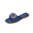 thumbnail image 3 of Eltusu Women Flat Slide Sandals, Slip On Fashion Open Toe PU Summer Shoes Navy Size 6.5, 3 of 4