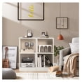 thumbnail image 2 of 2-Tier Cube Bookcase Set of 2, Wooden Cubby Storage Organizer with Anti-toppling Device, Small Book Shelf for Small Spaces, White Bookshelf, Modern Display Shelves for Living Room, Bedroom, 2 of 9
