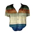 thumbnail image 4 of Bovemsi Women Cotton Shirt Printed Fashion Down Shirts Casual Tops Short Sleeve Blouse, Beige Women's Summer Shirts, S, 4 of 4