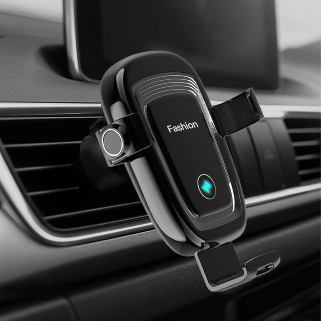 Cargador inalámbrico para coche de 15 W, base de carga rápida con sujeción automática y carga inalámbrica para iOS.