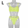 thumbnail image 1 of Encaje sexy conjunto de ropa interior sujetador ropa interior regalo para mujer, verde fluorescente, L 2 piezas Inevent XX000054-45, 1 of 7