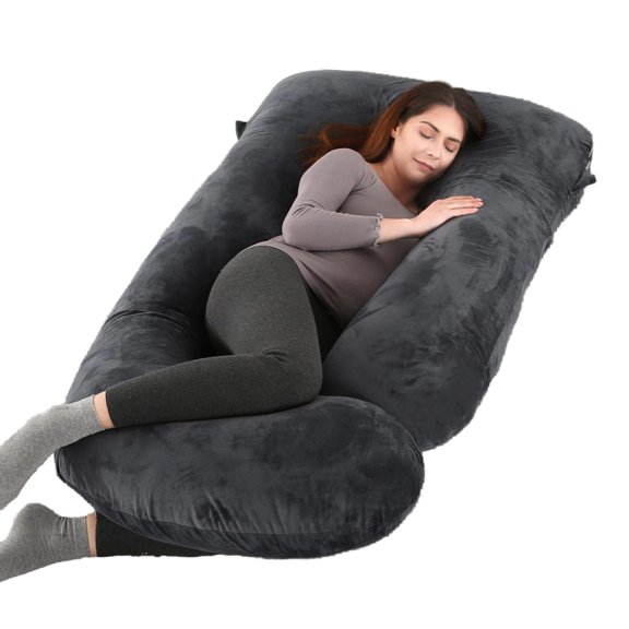 Almohada de embarazo ALLOPERA para todo el cuerpo, maternidad, negro y gris