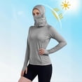 thumbnail image 6 of QATAINLAV Women's Sun Protection Hoodie with Face Mask Summer Lightweight Rash Guards UPF 50+ Thumb Holes Long Sleeve Workout Tops Gray XXL, 6 of 7
