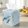 thumbnail image 3 of COEQINE Facial Tissue Box Cover PU Leather Easy Refill Paper Tissue Cube Box Organizer Snap Closure Ideal for Office, RV, Outdoor Tent, Bedroom, Kitchen, Sea Turtle Jellyfish Blue, 3 of 7
