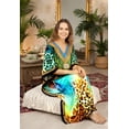 thumbnail image 5 of HAPPY BAY Women's Summer Loungewear African Beach Cover Up Slit Dress Home Wear Maxi Dresses Caftans for Women 2X-3X Leopard Blue, Animal Skin, 5 of 5