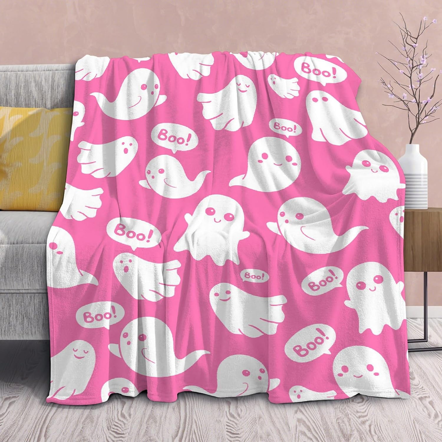 2023 Pink Halloween ghost shops Blanket