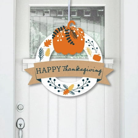 Big Dot of Happiness Happy Thanksgiving - Outdoor Fall Harvest Party Decor - Front Door Wreath
