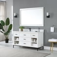 thumbnail image 6 of Maribella 58" Rectangular Bathroom Wood Framed Wall Mirror in White, 6 of 11