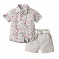 thumbnail image 4 of Herrnalise Toddler Baby Boy Clothes Set Short Sleeve Shirt Shorts Set Summer Outfits 2 Piece Kids Suit Infant FloralHawaiian Outfit, 4 of 7