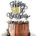 thumbnail image 1 of Adorno para Pastel Leetaivie 91º Cumpleaños Brillo Negro y Dorado, 1 of 6