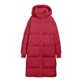 thumbnail image 5 of Breezora Women Stand Collar Long Puffer Jacket Baggy Down Coat With Side Pockets Knee Length Warm Outerwear M Size Red, 5 of 7