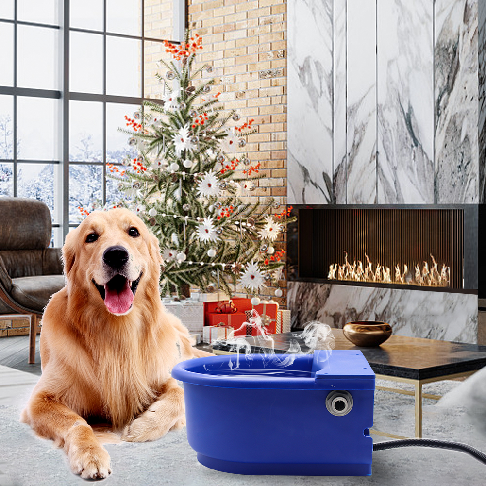 Automatic Heated Dog Waterer Bowl Feeder Constant Temperature Dispenser 3L Outdoor Thermal Bowl with Float Ball Valves for Pet Dog Horse Cattle Goat Sheep (Blue)