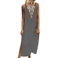 thumbnail image 1 of TSADFHJI Jupe en Velours Côtelé Maxi Robes d'Été pour Femmes Décontractées Robe Bohème Ample à Fleurs Robe Maxi à Bretelles S Gris, 1 of 5