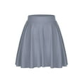 thumbnail image 2 of Oyolan Women's Casual Basic Flared Skirts High Waist Pleated A-line Mini Skirt Elastic Waistband Grey One Size, 2 of 7