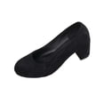 thumbnail image 2 of Aobny Pumps Shoes Shoes Women Chunky Heels High Heels Dress Shoes Shoes Black Round Toe Soft Toe Mid Heel Slip-On Womens Shoes Casual,Size 39, 2 of 9