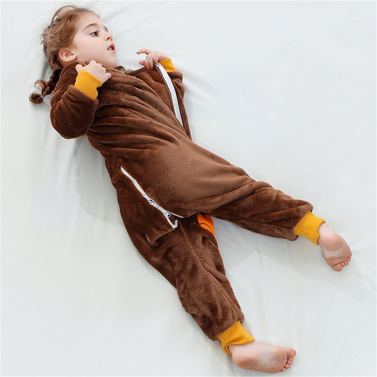 WIBACKER 6M-6Y Baby Warm Flannel Sleeping Bag, Infant Sleepsuit, Kids Toddler Boys Girls Long Sleeve Double Zipper Wearable Sleep Sack - Bear