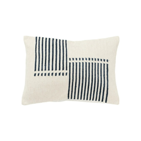 Rizzy Home Natural/Blue 14"X20" Stripe Woven Poly Filled Throw Pillow