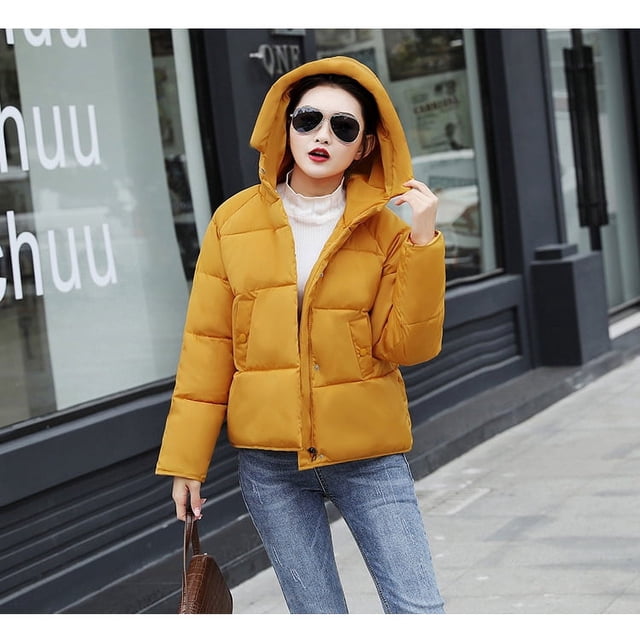 Chaqueta de algodón corta con capucha informal de estilo coreano de invierno, chaqueta de algodón para mujer, chaqueta de algodón ajustada y gruesa