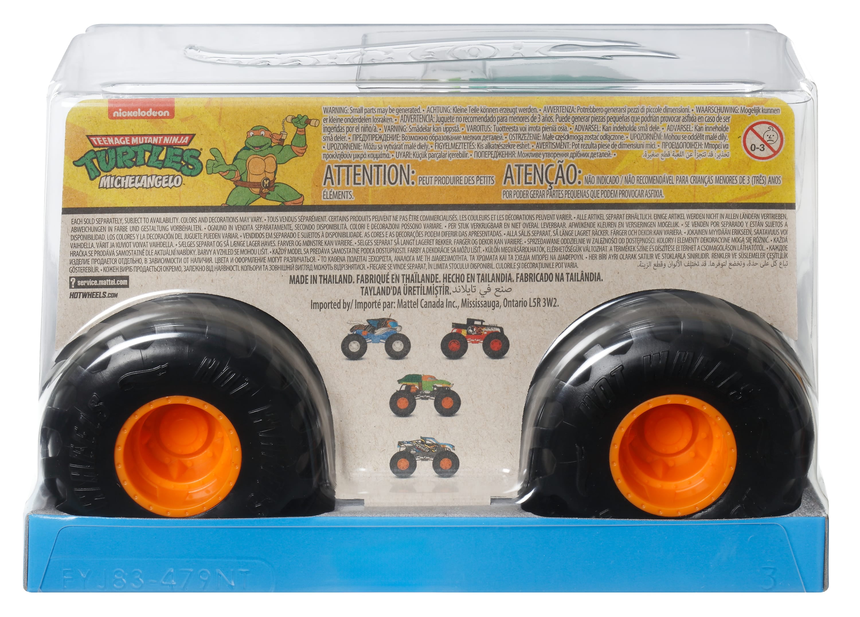 Hot Wheels Monster Trucks Camion surdimensionné Échelle1:24, Teenage Mutant Ninja Turtles