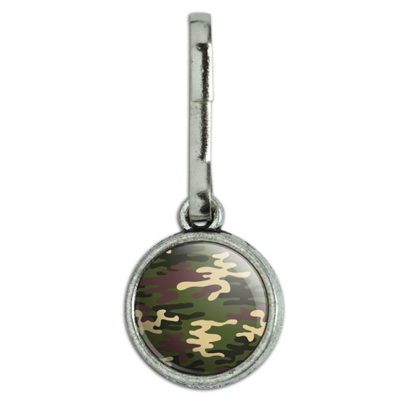 Green Camouflage Antiqued Charm Clothes Purse Suitcase Backpack Zipper Pull Aid