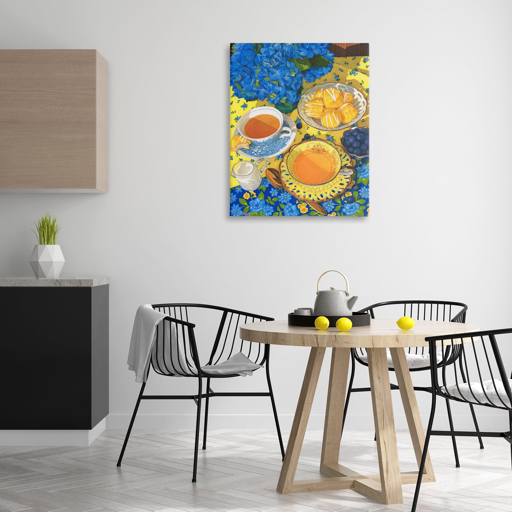 Stupell Industries Blue & Yellow Tea Party Food & Beverage Painting Gallery Wrapped Canvas Art Print Wall Art, 30 x 40
