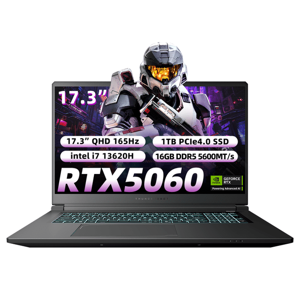 Laptop Gamer Thunderobot 911X17 Intel Core I7 13620HX RTX 5060 17.3'' QHD 165Hz 16GB RAM 1TB SSD Negro