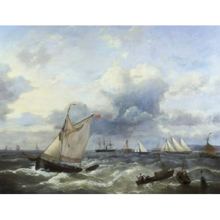 Sailing Vessels & A Steamship Offshore in a Squall Louis Verboeckhoven Poster