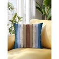 thumbnail image 2 of 1 Pack Outdoor Throw Pillow, Blue Brown Waterproof Pillow with Insert Included, Farmhouse Wood Grain Vintage Vertical Striped Decorative Accent Cushion Sofa Pillows for Patio Porch, 18 x 18 In, 2 of 8