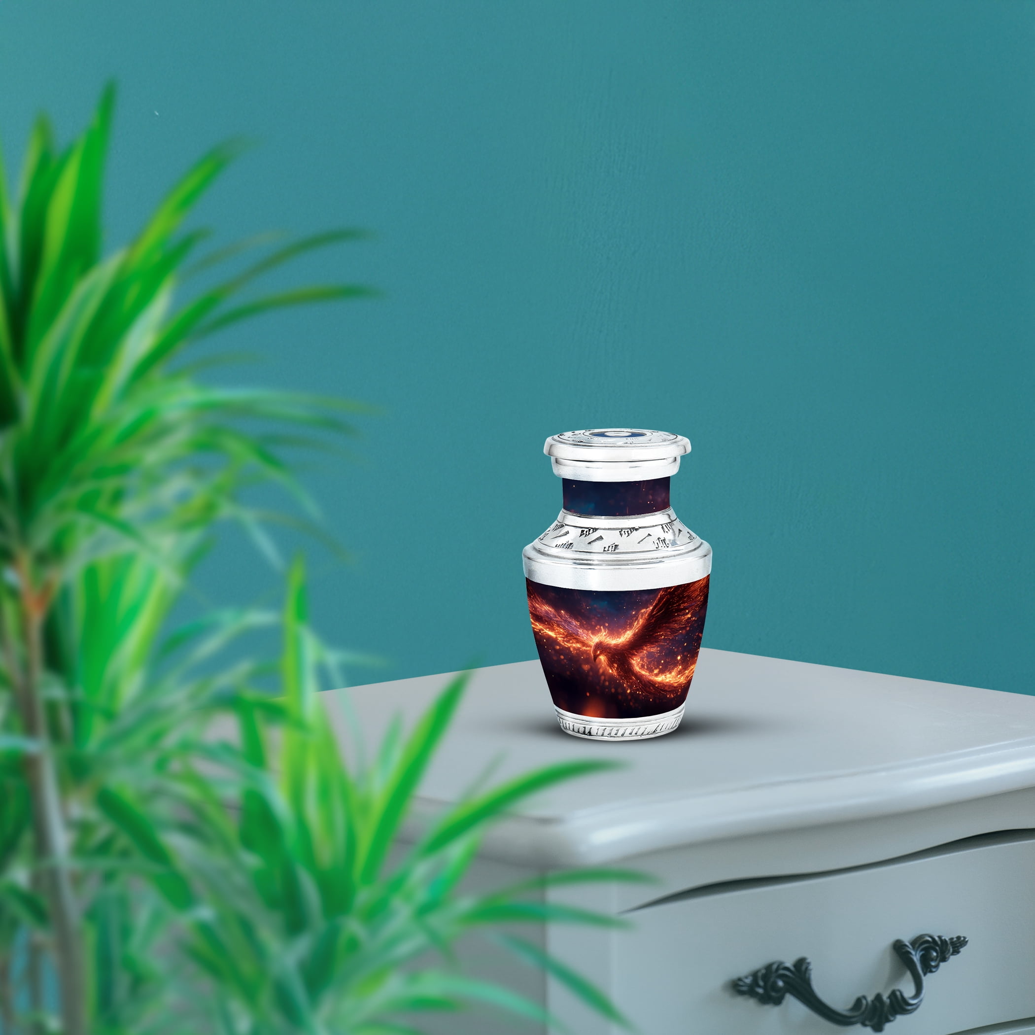 SABURIAL Phoenix Urn - Decorative Funeral Urn for Male & Female Ash - Beautiful Funeral Urns for Adult Dad Ashes - Mini Keepsake Urns for Cremation - 3 Inch - Pack of 2