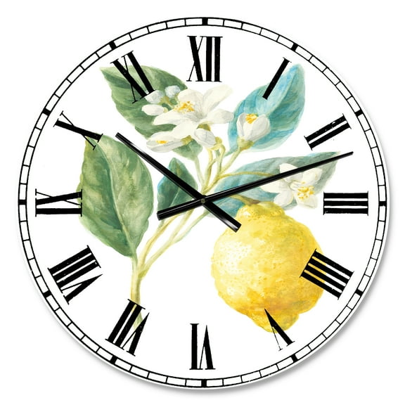 Designart 'Floursack Lemon I' Farmhouse wall clock