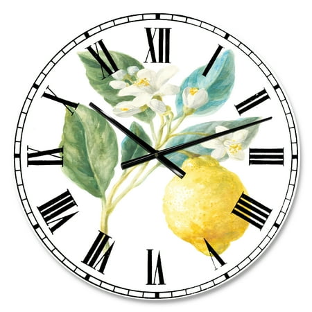 Designart 'Floursack Lemon I' Farmhouse wall clock