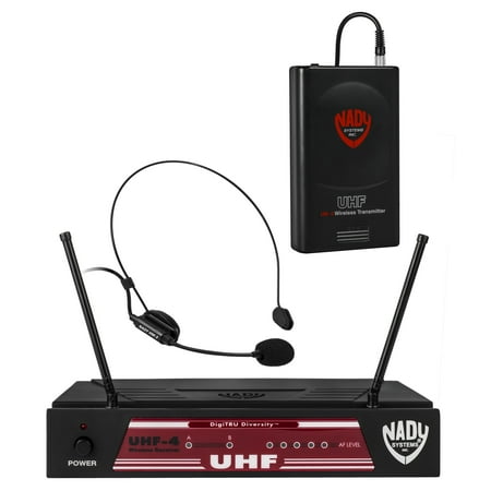 - Nady UHF-4 Wireless Headset + Lapel / Lavalier Microphone System with True Diversity – 2 Microphone Bundle (HM-3 + LM-14)