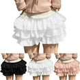 thumbnail image 7 of Tumotour Cake Skirt for women Solid Color Ruffled Tiered skirt Layered Mini Skirt High Rise Skirt Mini Skirt Ruched Tennis Shorts, 7 of 7