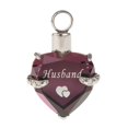 thumbnail image 2 of Urna con colgante de corazón de cristal con recuerdo de cremación de plata para cenizas, 2 of 9