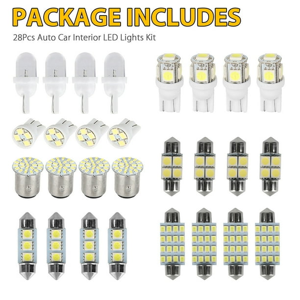 TopOne 28pcs Car Interior Combo Led Bulb Kit 12v 6000k Map Dome