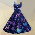 thumbnail image 2 of Valentines Day Sleeveless Vintage Fit and Flare Dress with Heart Print Pattern Casual A-line Midi Dark Purple 2XL, 2 of 6