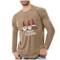 thumbnail image 2 of SYMOID Pajamas Mens Christmas Long Sleeve T-Shirt - Khaki, Gnome & Merry Christmas, Soft Stretchy Casual Crew Neck, Sizes M-XXXXL,Size 3XL, 2 of 4