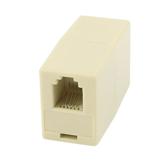 Unique Bargains RJ9 6P4C Female to Female Connector Telephone Adapter Beige