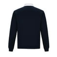 thumbnail image 6 of ZRGHAOYLQ Henley Sweatshirts for Men Long Sleeve Lapel Collared Shirts Solid Color Patchwork Button Up Pullovers Navy XL, 6 of 7