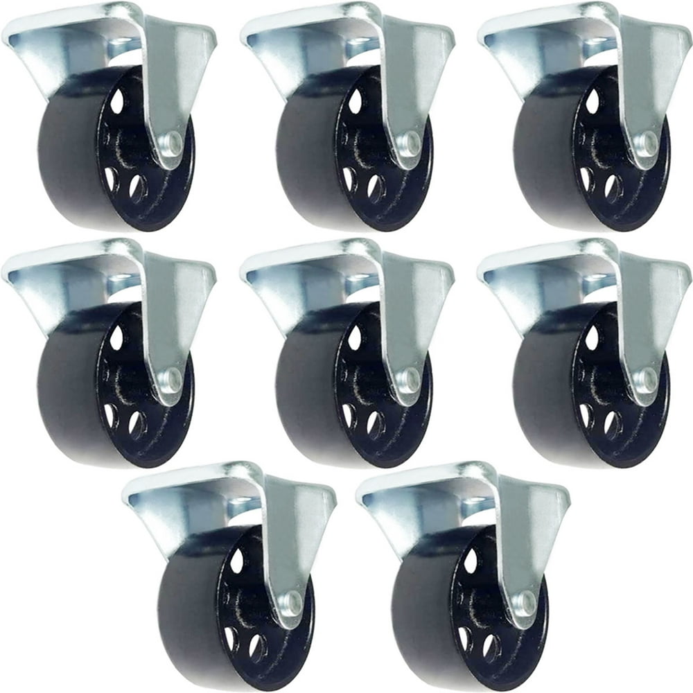 8 All Steel Swivel Caster Wheels Heavy Duty Steel (4" METAL RIGID