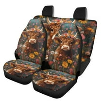 Pzuqiu Highland Cow Cute Full Set Universal Seat Covers Comfortable 4 Pack Car Seat Protector Vehicle Cushion Protectors Interior Accessories Universal Fit for Most Automotive Cars Trucks