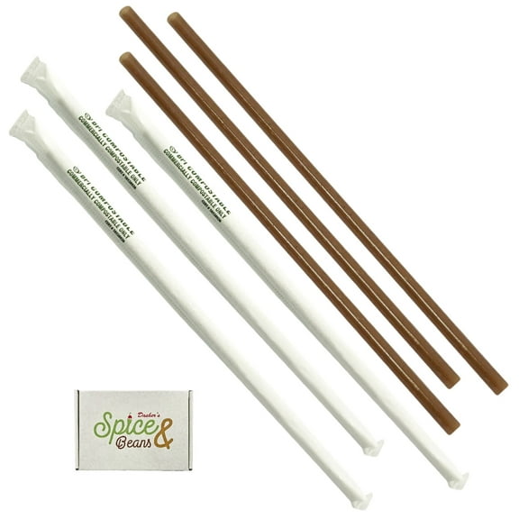 Earth Plus Agave Straw 8 Inch | Individually Wrapped | Biodegradable | 500 Count