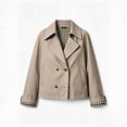 thumbnail image 4 of QQZ Relaxed Cropped Double Breasted Trench Jacket Women, Lightweight Cardigans For Women Trendy, Fall Travel Business Casual Commute Street Daily Outfits, 4 of 9