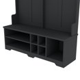 thumbnail image 4 of 77 Inch Hall Tree With Bench And 6 Hooks For Entryway Organization, Mudroom Storage Cabinet With 7 Shoe Cubbies And Overhead Shelf, Black, 4 of 7