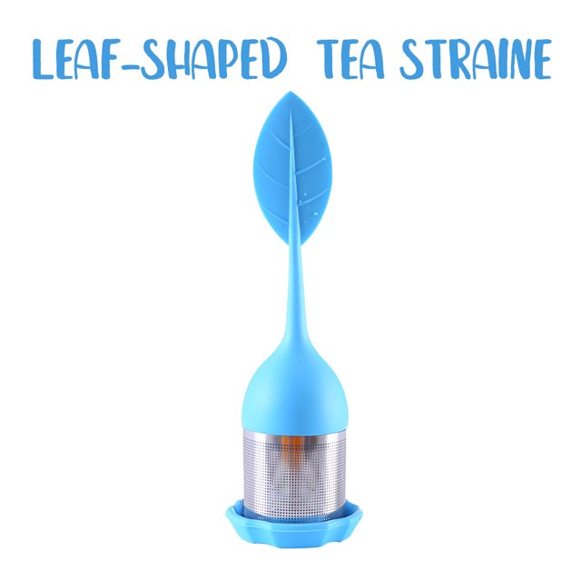 Oleegame 1PC Produce Storage Tea Infuser ,Silicone Handle Stainless Steel Strainer with Drip Tray Blue