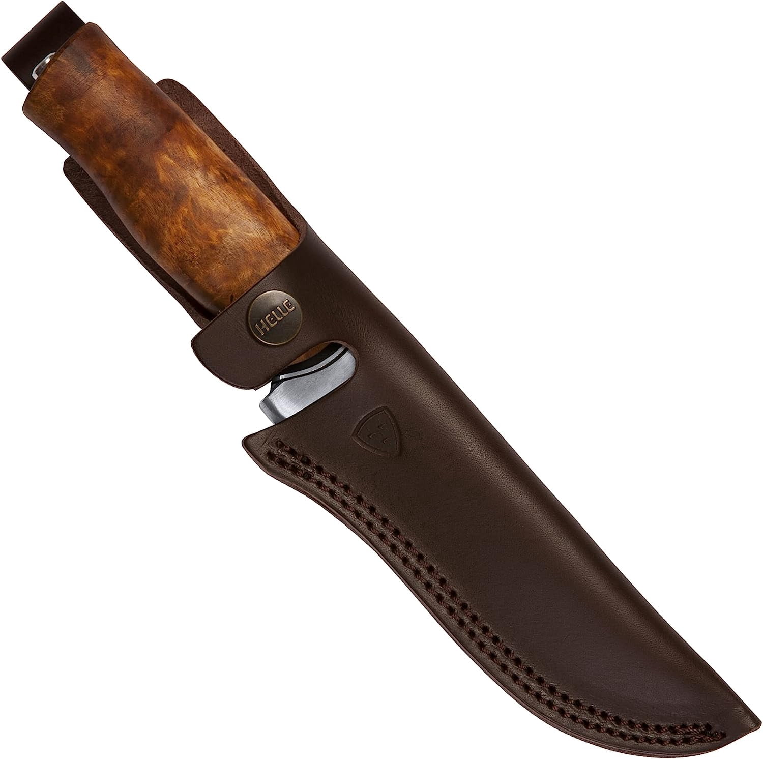 Helle Knives - GT - H3LS - Men's Outdoor Knife for Hunting and Camping, Fixed Blade - Triple Laminated Stainless Steel - Scandi Grind - Leather Sheath