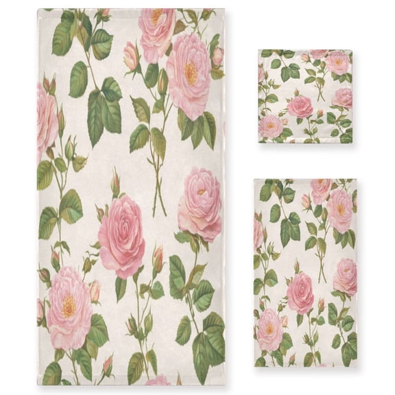 Three-Piece Towel Set Face Towel Towel Set Hand Towel Bath Towel Cotton Bath Towels Bath Towel Sets Hand Bath Towels Pretty Rose